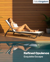 Lounge Chair Set of 2, Aluminum Chaise Lounge Outdoor with Side Table - Photo 3
