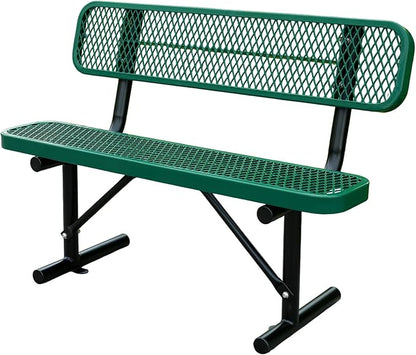 4 ft Outdoor Park Bench – Heavy-Duty Steel Frame & Rust-Resistant Thermoplastic Coating, Suitable for Gardens, Courtyards, Campuses, Commercial Spaces (Green, 4ft)