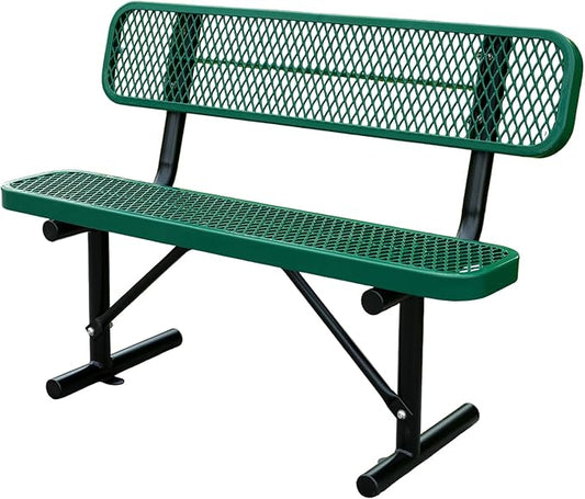 4 ft Outdoor Park Bench – Heavy-Duty Steel Frame & Rust-Resistant Thermoplastic Coating, Suitable for Gardens, Courtyards, Campuses, Commercial Spaces (Green, 4ft)