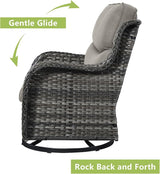 Rilyson Wicker Rocking Chair Swivel Chairs - 3 Piece Rocker Patio Furniture Set Rattan Rocking Bistro Sets with Glass - Photo 5