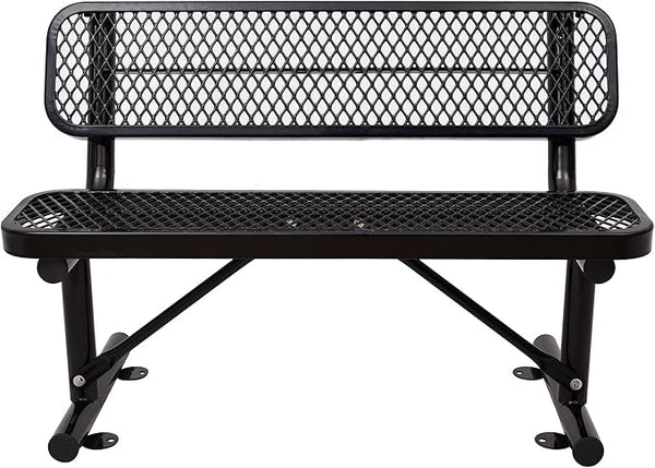 Heavy Duty Metal Park Bench for Outside, Outdoor Garden Benches with Backrest & Portable Frame, Expanded Metal Mesh Bench for Shopping Malls, Lawn, Park, Deck, Patio, Porch (Black, 4FT/48INCH)