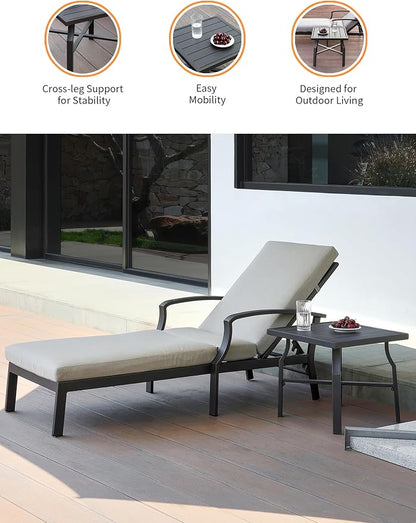 Patio Side Table, Aluminum Outdoor Pool Side Table with Adjustable Feet, Rust-Proof Square Patio End Table, Durable Outdoor End Tables Furniture for Poolside, Beach, Deck, Gunmetal