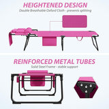 400lbs Tanning Chair, 5-Fold Beach Lounge Chair with Face Hole & 2 Side Pockets, Non-Slip Foot & Portable Handle - Photo 4