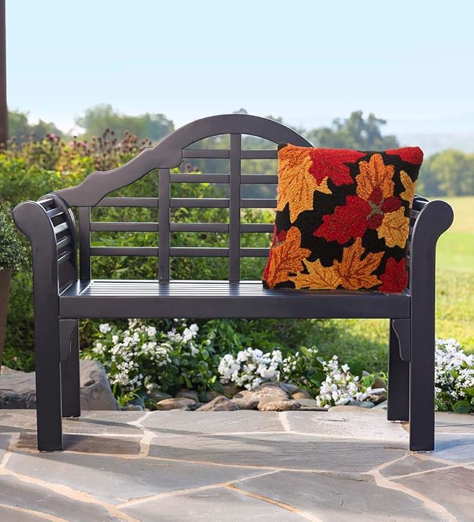 Plow & Hearth Weatherproof Lutyens Eucalyptus Wood Garden Bench | Foldable Patio Bench - Photo 2