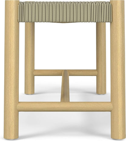 SIMPLIHOME Dahlia SOLID ACACIA WOOD 18 inch x 46 inch Contemporary Outdoor Indoor Bench in Natural Taupe for the Garden