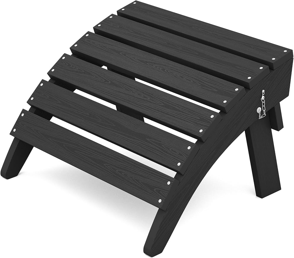 KINGYES Folding Adirondack Ottoman for Adirondack Chair, Black - Photo 1