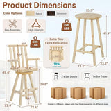 HOMEDIARY 3 Piece Outdoor Swivel Adirondack Bar Set, 41.9" Patio Log Bar Height Table & 2 Bar Stools with High Back - Photo 2