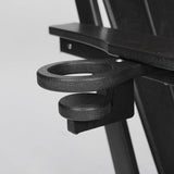 HDPE Foldable Adirondack Chair Outside with Cup Holder, Composite Outdoor Chairs with Wood Texture, Black - Photo 7