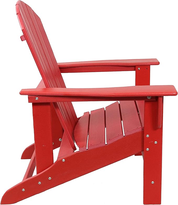 Sunnydaze All-Weather Upright Adirondack Chair - for Patio or Yard - 300-Pound Capacity - 38.25-Inch - Red