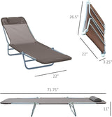 Outsunny Folding Chaise Lounge Chair, Pool Sun Tanning Chair, Outdoor Lounge Chair with Reclining Back - Photo 3