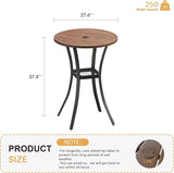VICLLAX 28" Round Outdoor Bar Table, Counter Height Patio Table with Adjustable Umbrella Hole for Balcony - Photo 2