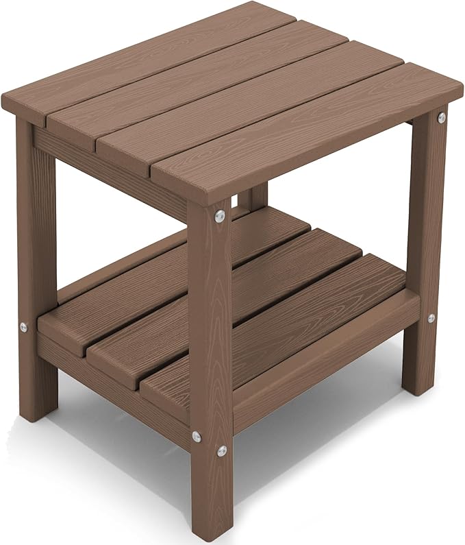 KINGYES Double Side Table, Adirondack End Table- Brown