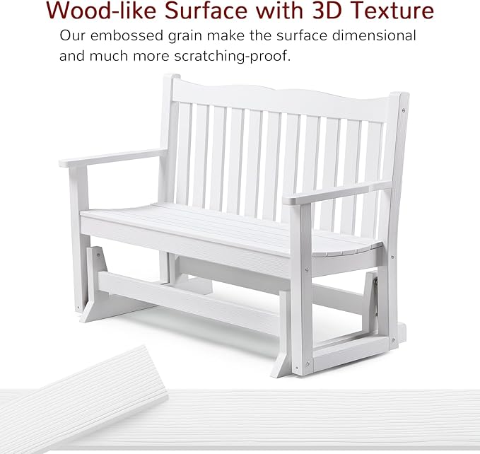 Stoog Outdoor Glider Benches Set of 2, All-Weather Patio Glider with 800 lbs Weight Capacity, Never Fade or Rot - Photo 8