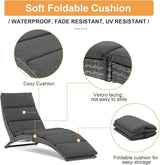 JOIVI Patio Chaise Lounge, Outdoor Lounge Chair, PE Rattan Folding Chaise Lounger with Removable Dark Gray Cushion - Photo 4