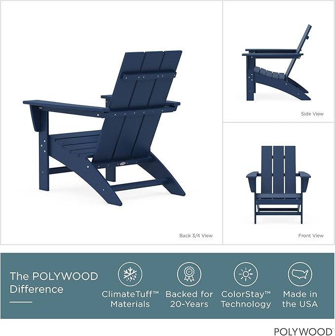 POLYWOOD Modern Adirondack Chair – All-Weather Outdoor Lawn Adirondack Chairs – HDPE - Photo 4