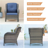 HUMMUH 4 Piece Patio Conversation Furniture Set PE Wicker Rattan Outdoor Loveseat Sofa, Patio Chairs - Photo 5