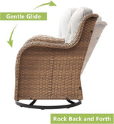 Rilyson Patio Furniture Swivel Chairs Set - 7 PC Wicker Rattan Outdoor Sectional Conversation Sets with 2 Rocking Chairs - Photo 4
