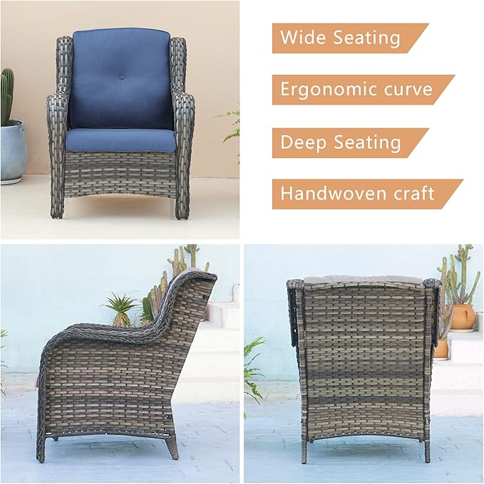Rilyson Outdoor Patio Wicker Furniture Set - 5 Piece Rattan Patio Conversation Sectional Sofa Set with 1 Couch - Photo 4