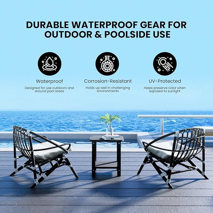 2-Tier Outdoor Side Table, 16" Adirondack Small Side Table All Weather Resistant, Patio End for Outside or Indoor, Patio - Photo 5