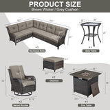 Belord Patio Furniture Set with Fire Pit Table, 8 Piece Wicker Outdoor Furniture Set - Photo 2
