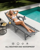 Carauci Lounge Chair Outdoor Set of 4, HDPE Chaise Lounge with Wheels - Photo 4