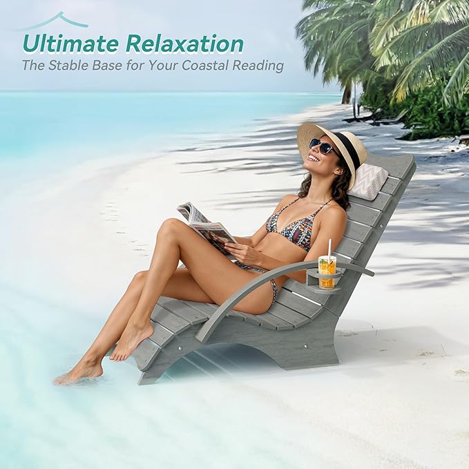 Pool Lounge Chairs Set of 2, Shallow Water 8-10 Inches Deep, HDPS Fade Resistant Pool Tanning Chair with Armrest - Photo 6