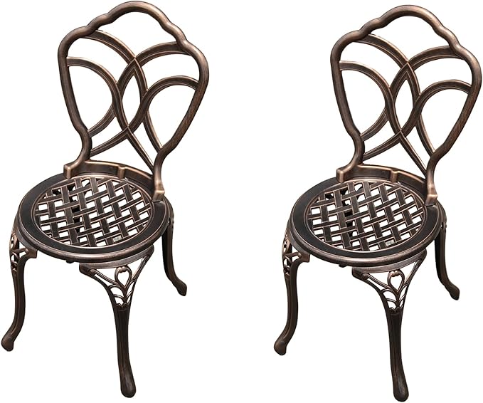 Outdoor Dining Chair Cast Aluminum Patio Chairs Set of 2 All-Weather Patio Dining Chair with Adjustable Feet for - Photo 1
