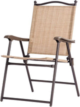 Giantex Set of 2 Patio Folding Chairs, Outdoor Patio Dining Chairs w/Armrest, Sling Back, Metal Frame - Photo 7