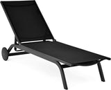 Giantex Lounge Chairs for Outside Patio Chaise Lounges Aluminum Recliner W/Adjustable 6 Backrest Positions and Wheels - Photo 1