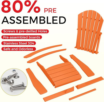 Costaelm Outdoor Adirondack Chair, All Weather Resistant Lawn Chairs Balcony Chair and Fire Pit Chairs, Deck Chairs Outdoor Porch Rocking Chair High Back HDPE Poly Lumber, Orange