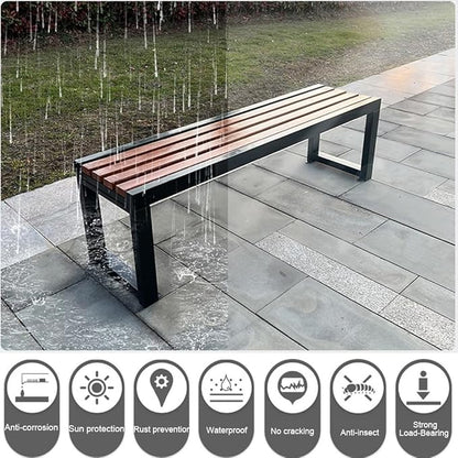 Park Bench All-Weather Outdoor Benches Metal Frame Wooden Seating Garden Bench 860 lbs Capacity 2-3 Person Chair Furniture for Patio, Balconies, Lawn, Yard, Schools(White,70.8inch)