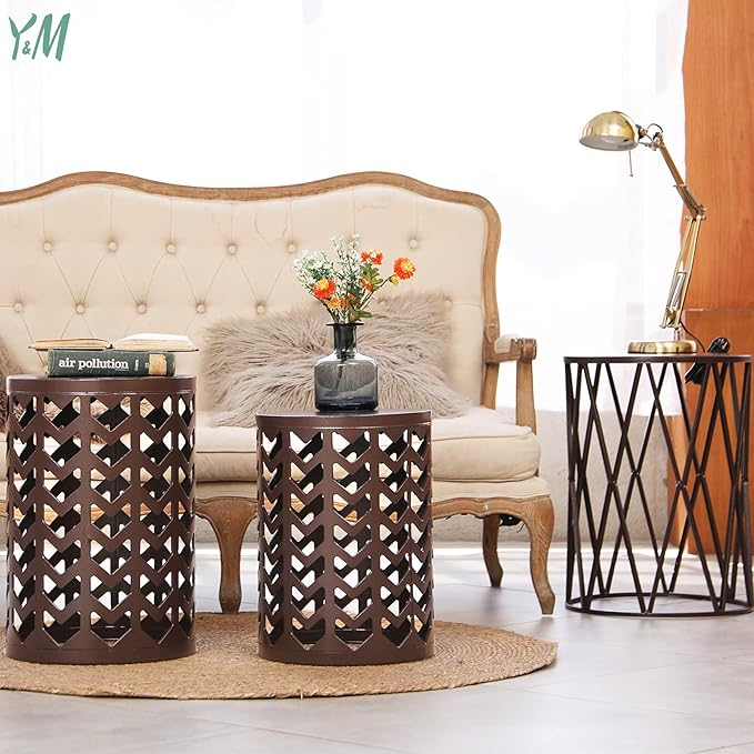 Y&M Nesting Side Table, Set of 3 Stacking Coffee Table for Living Room, Indoor End Tables - Photo 8