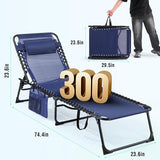 Unovivy Outdoor Chaise Lounge Chairs Set of 2, Portable Folding Pool Lounge Chair with 5-Position Reclining Back - Photo 8