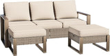Wicker Patio 75" Sofa Set with Two Ottomans - Photo 1