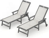 LUE BONA Chaise Lounge Chair Outdoor, HDPS and HDPE Wicker Chaise Lounger with 5 Positions - Photo 1