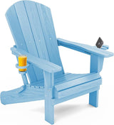 SERWALL Adirondack Chair with Cup Holders - Composite Adirondack Chairs HDPE Outdoor Chairs All Weather Use- Light Blue - Photo 1