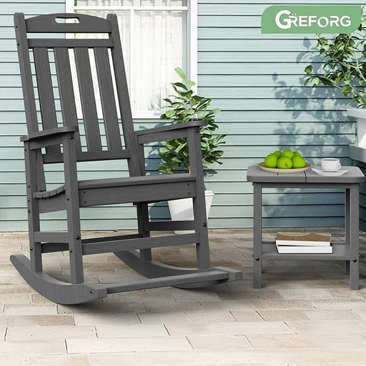 Patio Side Table, Small Rectangular HDPE Adirondack End Table for Outdoor Use in Pool, Garden, Lawn, Backyard,Grey
