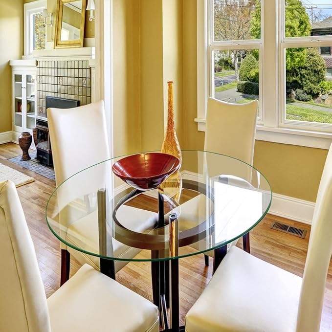Dulles Glass 36 inch Round Glass Table Top - Tempered - 3/8" Thick Glass Surface, Safe Flat Polished - Photo 6