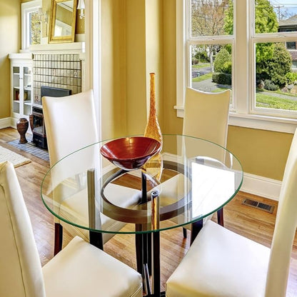 Dulles Glass 37 inch Round Glass Table Top - Tempered - 1/4" Thick Glass Surface, Safe Flat Polished, Multipurpose for Dining Table, Patio, Coffee and End Table