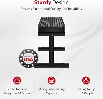 Leisure Craft Metal Outdoor Bench - 6 Foot Heavy Duty Backless Bench Seating for Garden, Porch, Picnic, Park, Expanded Metal, Thermoplastic Coating, Commercial Grade Furniture Made in USA - Black