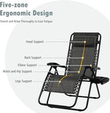 Tangkula Zero Gravity Chair, Folding Patio Lounge Chair Adjustable Outdoor Recliner with Cup Holder - Photo 9