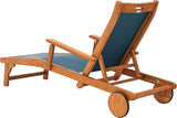 SAFAVIEH Outdoor Collection Kamson Natural Brown Solid Wood/Navy Fabric Adjustable Chaise Lounge Chair (PAT7071B) - Photo 7