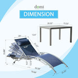 Domi Pool Lounge Chairs Set of 3, Adjustable Aluminum Outdoor Chaise Lounge Chairs with Metal Side Table - Photo 2
