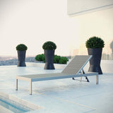 Modway Shore Aluminum Rattan Outdoor Patio Poolside Chaise Lounge Chair in Silver Gray - Photo 2