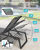 Aluminum Chaise Lounge Chair Outdoor, Foldable & No Assembly Pool Lounge Chairs 5-Position Recliner for Outside Poolside - Photo 4
