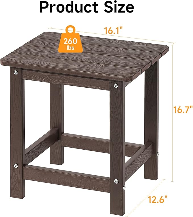 ONBRILL Outdoor Side Table Set of 2, Adirondack Small End Table, Indoor & Outdoor Use - Photo 3