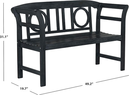 Safavieh PAT6743K Outdoor Collection Moorpark Grey 2 Seat Bench, Dark Slate Gray