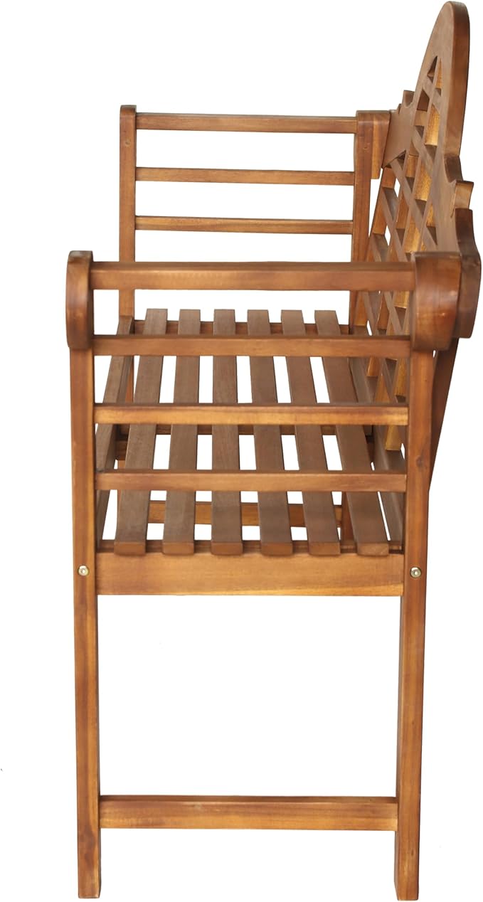 JONATHAN Y BNH103A Lutyens 51.2" 3-Seat Arched 600-Lbs Support Acacia Wood Outdoor Garden Patio Bench for Garden, Lawn - Photo 8