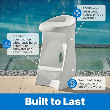 Step2 in Pool Stool, 33-inches Tall, Waterproof Patio Furniture, Bar Stool, Weighted, White