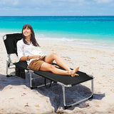 Tangkula Tanning Chair with Face Hole, Patio Folding Adjustable Reclining Beach Sunbathing Lounge Chair with Side Pocket - Photo 2